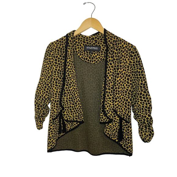 Leopard Print Thick Cardigan Small Cheryl Nash Windridge 3/4 Sleeve Animal Print - Picture 1 of 6